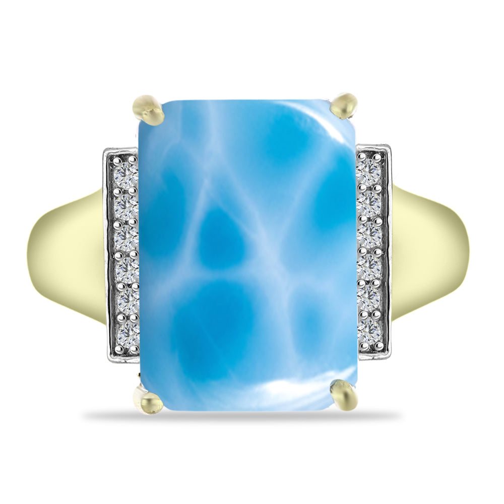 Goldplattierter Silberring mit Larimar und weißem Topas 1 