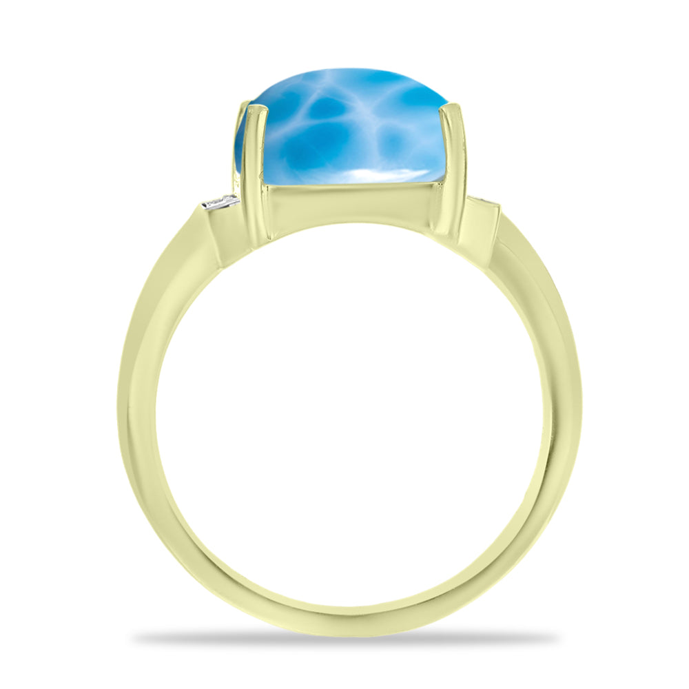 Goldplattierter Silberring mit Larimar und weißem Topas 2 