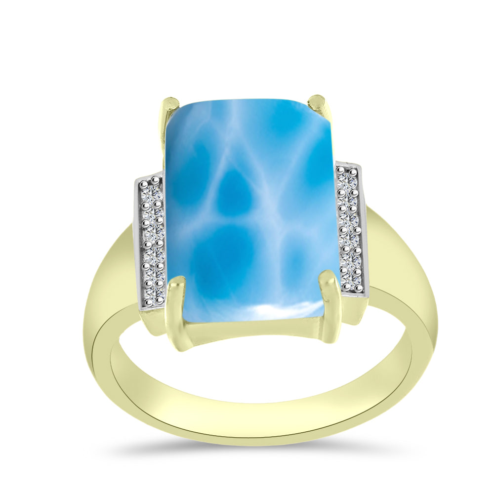 Goldplattierter Silberring mit Larimar und weißem Topas 3 