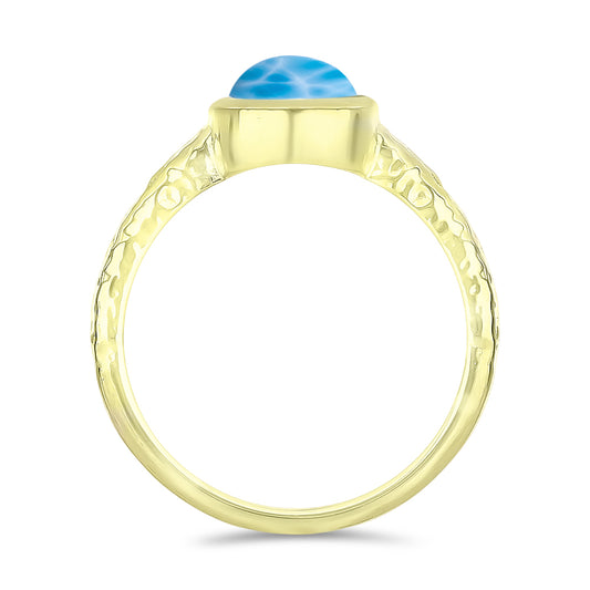 Goldplattierter Silberring mit Larimar