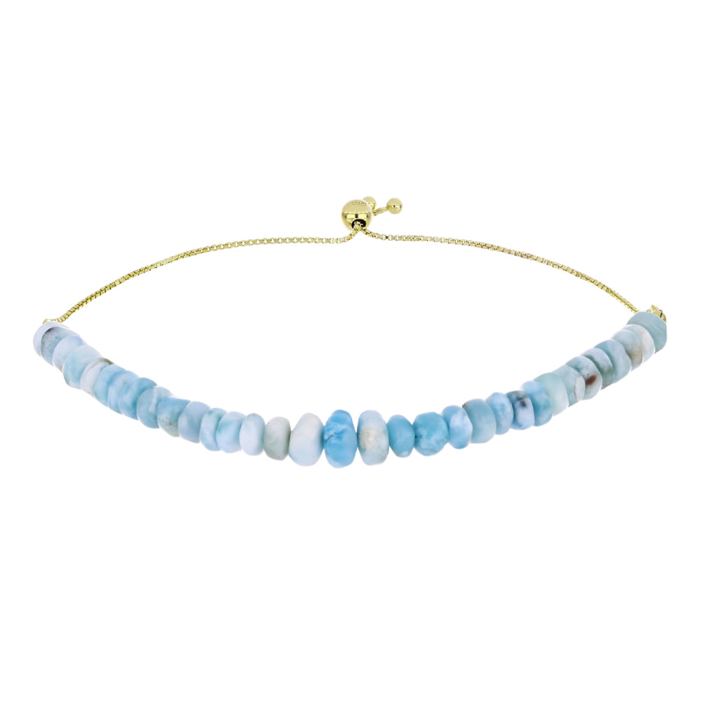 Goldplattiertes Silberarmband mit Larimar 1 