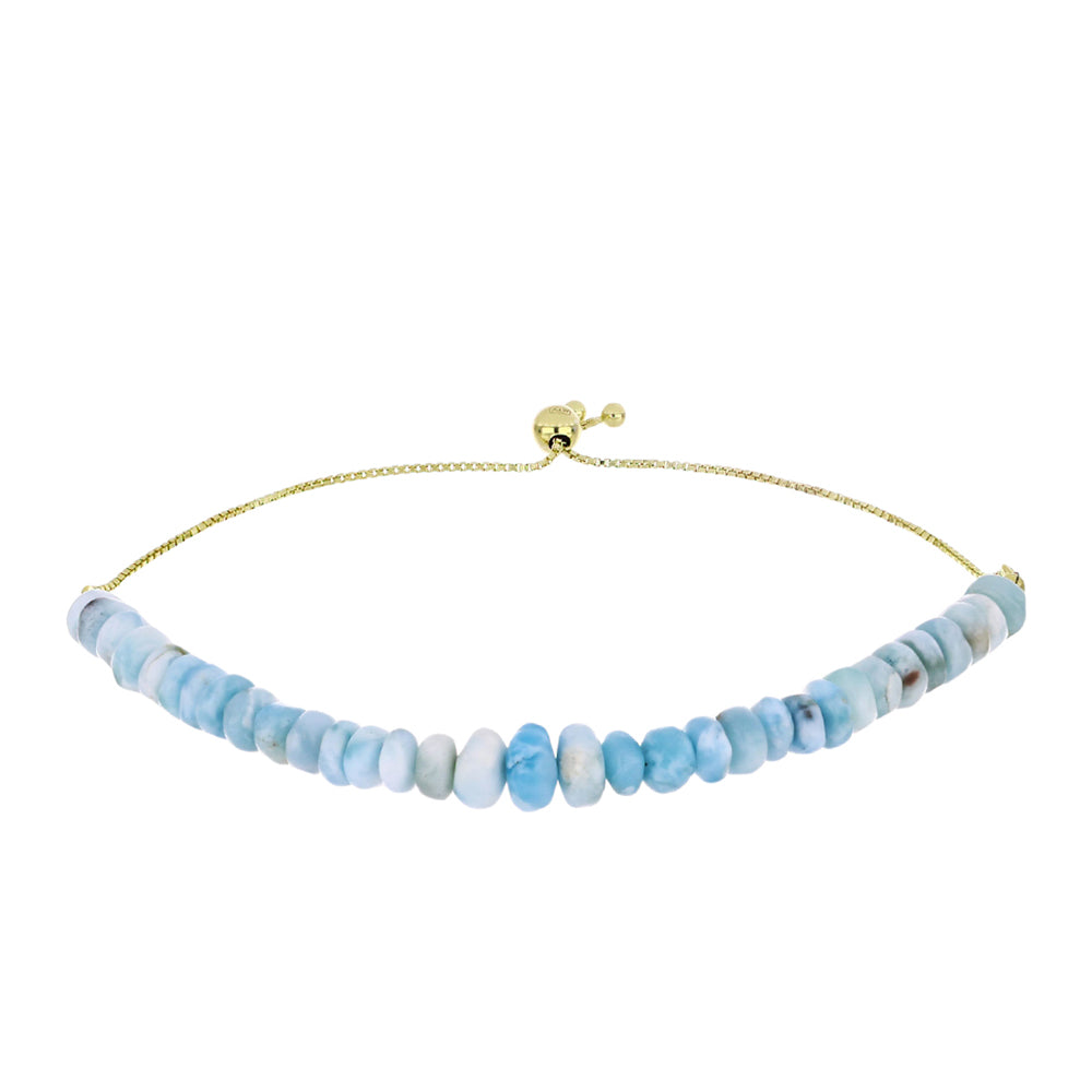 Goldplattiertes Silberarmband mit Larimar 4 