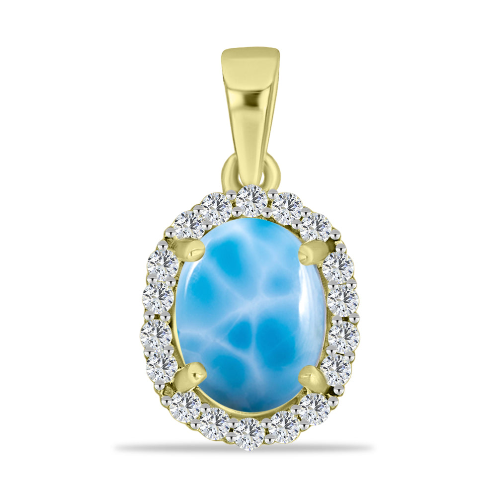 Goldplattierter Silberanhänger mit Larimar und weißem Topas
