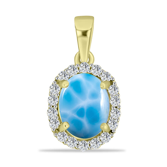 Goldplattierter Silberanhänger mit Larimar und weißem Topas