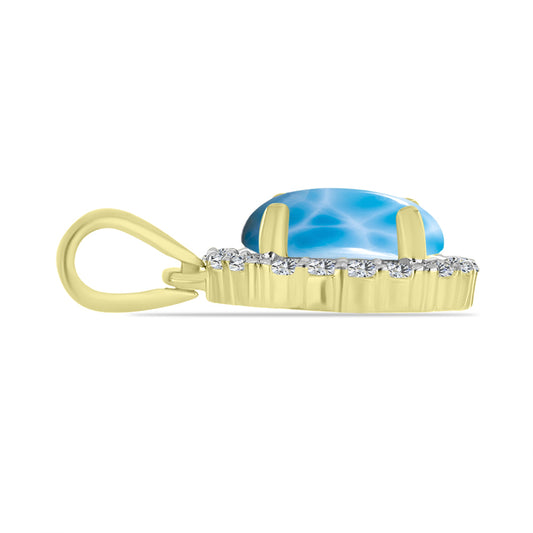 Goldplattierter Silberanhänger mit Larimar und weißem Topas