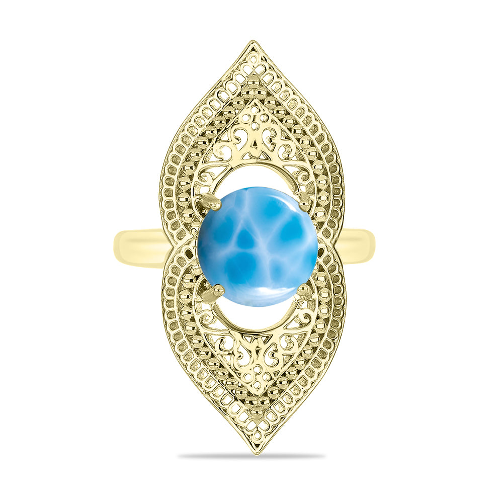 Goldplattierter Silberring mit Larimar 1 