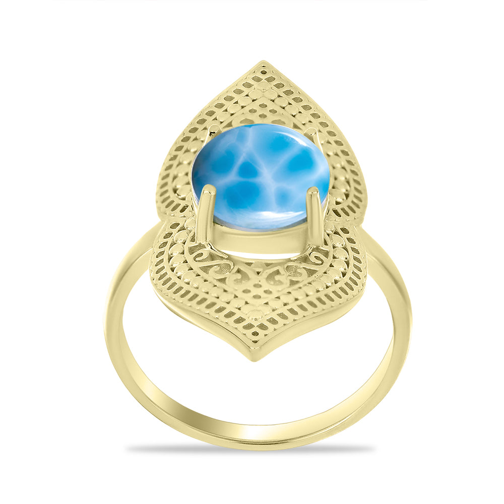 Goldplattierter Silberring mit Larimar