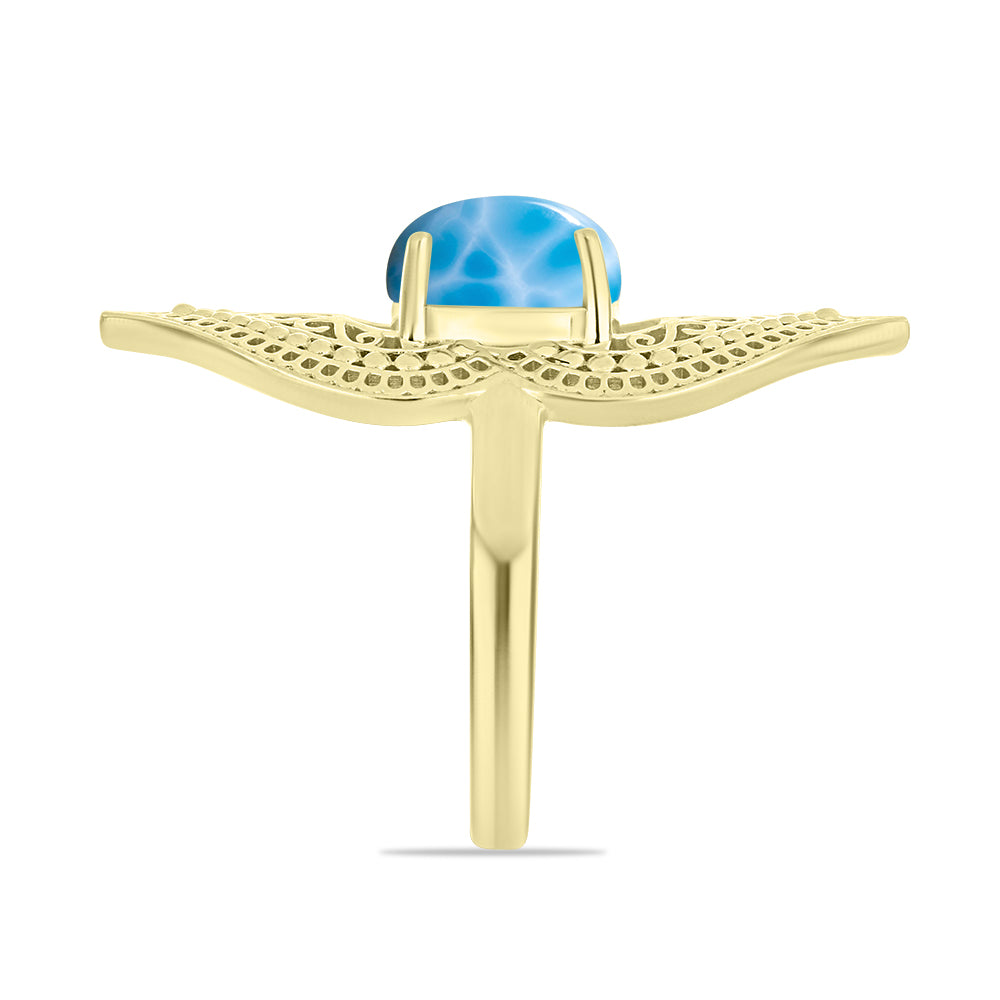 Goldplattierter Silberring mit Larimar 4 