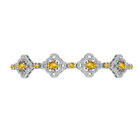 Silberarmband mit goldfarbenem Rio Zitrin und weißem Topas