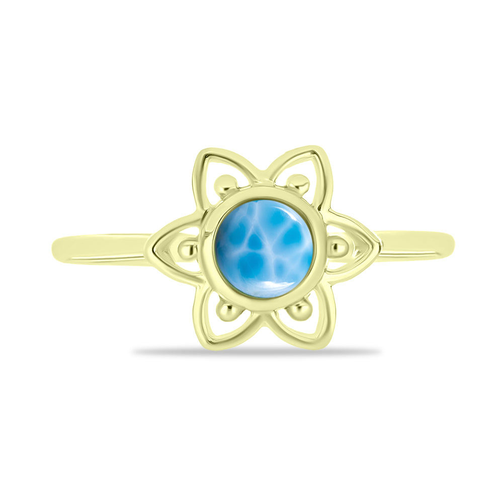 Goldplattierter Silberring mit Larimar 1 