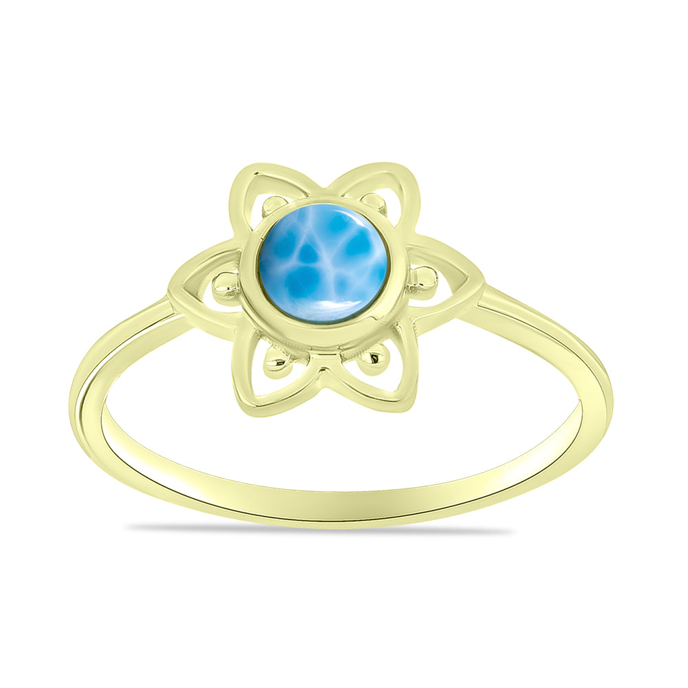 Goldplattierter Silberring mit Larimar 3 