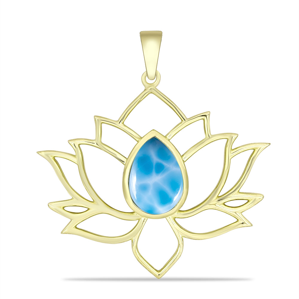 Goldplattierter Silberanhänger mit Larimar 1 