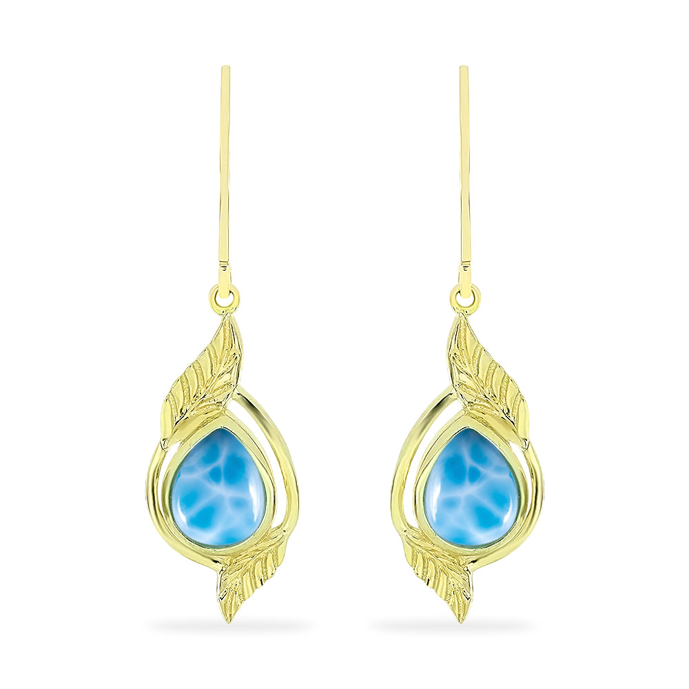 Goldplattierte Silberohrringe mit Larimar
