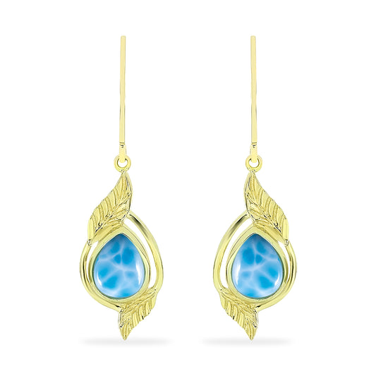 Goldplattierte Silberohrringe mit Larimar