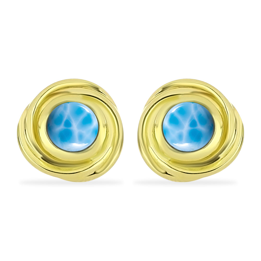 Goldplattierte Silberohrringe mit Larimar