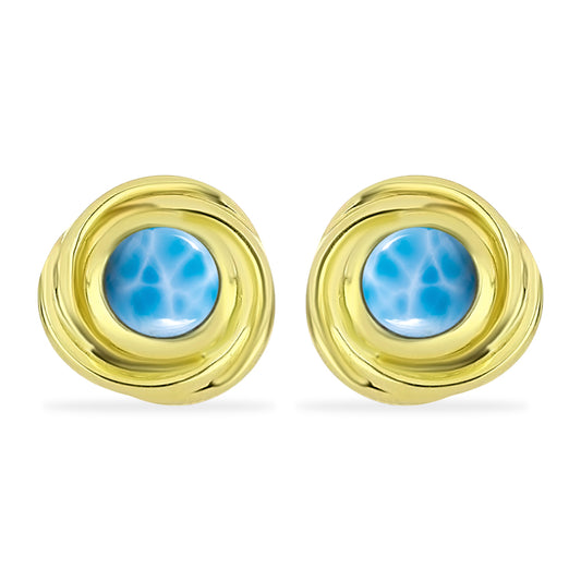Goldplattierte Silberohrringe mit Larimar
