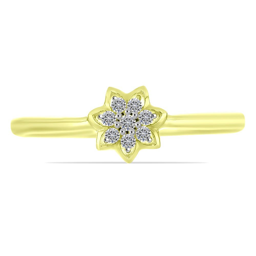 Goldplattierter Silberring mit weißem Diamant 1 