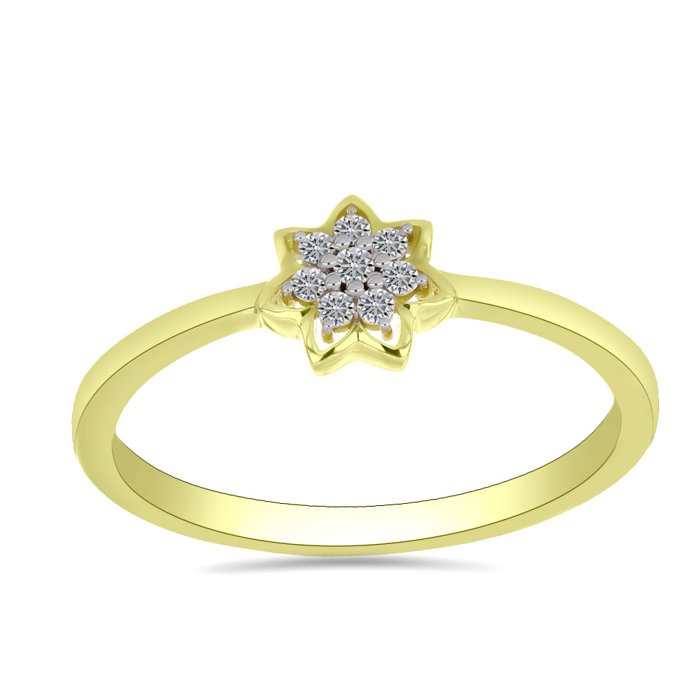 Goldplattierter Silberring mit weißem Diamant 3 