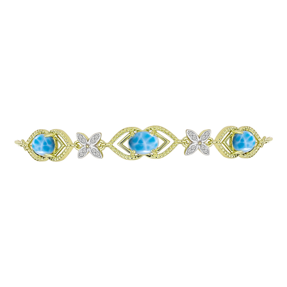 Goldplattiertes Silberarmband mit Larimar und weißem Topas 2 