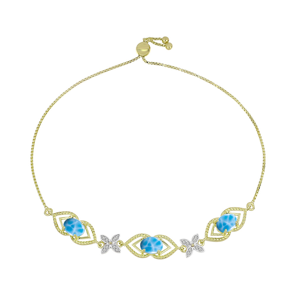 Goldplattiertes Silberarmband mit Larimar und weißem Topas 1 