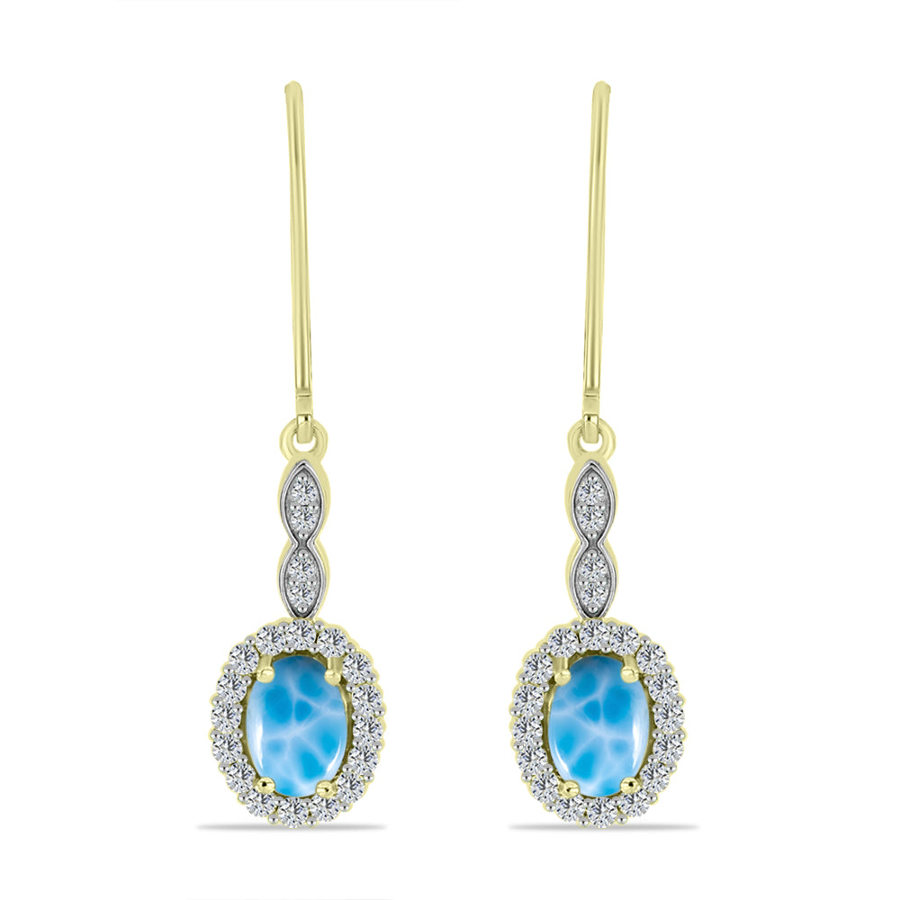 Goldplattierte Silberohrringe mit Larimar und weißem Topas 1 