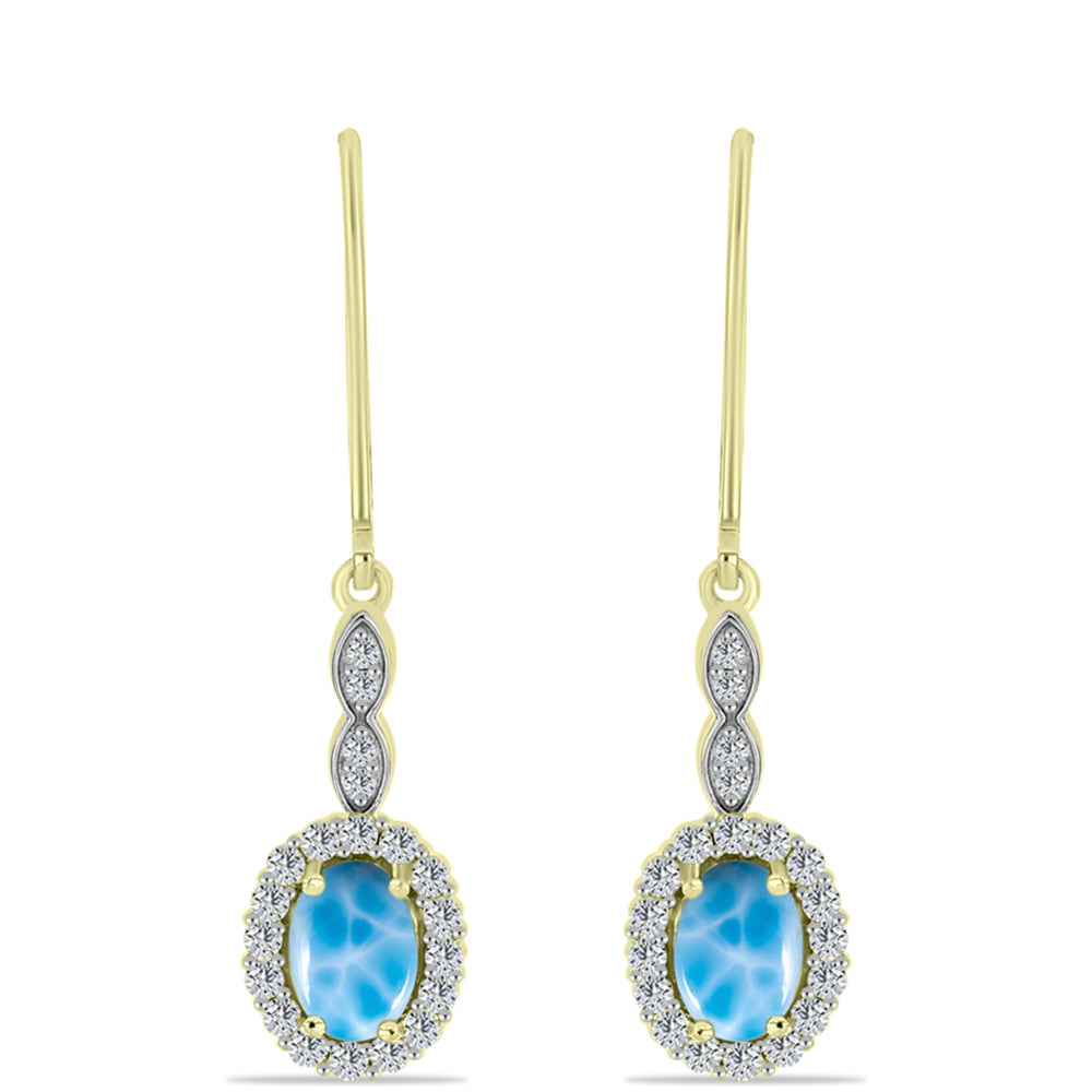 Goldplattierte Silberohrringe mit Larimar und weißem Topas 3 