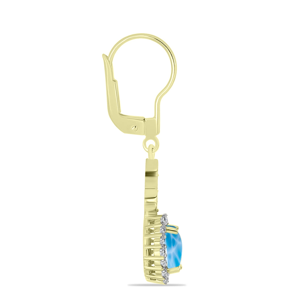 Goldplattierte Silberohrringe mit Larimar und weißem Topas 4 