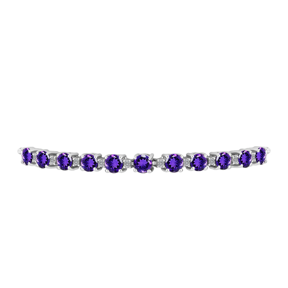 Silberarmband mit marokkanischem Amethyst und weißem Topas