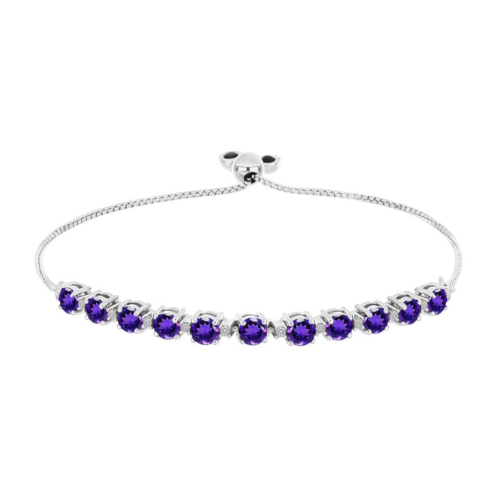 Silberarmband mit marokkanischem Amethyst und weißem Topas
