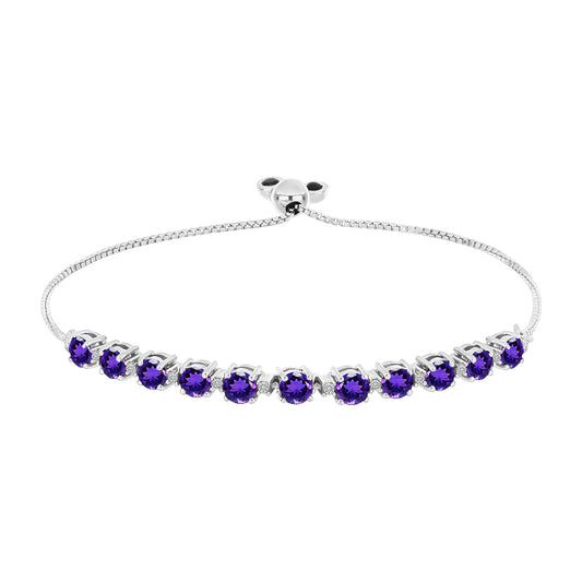 Silberarmband mit marokkanischem Amethyst und weißem Topas