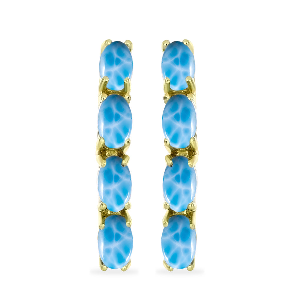 Goldplattierte Silberohrringe mit Larimar 1 