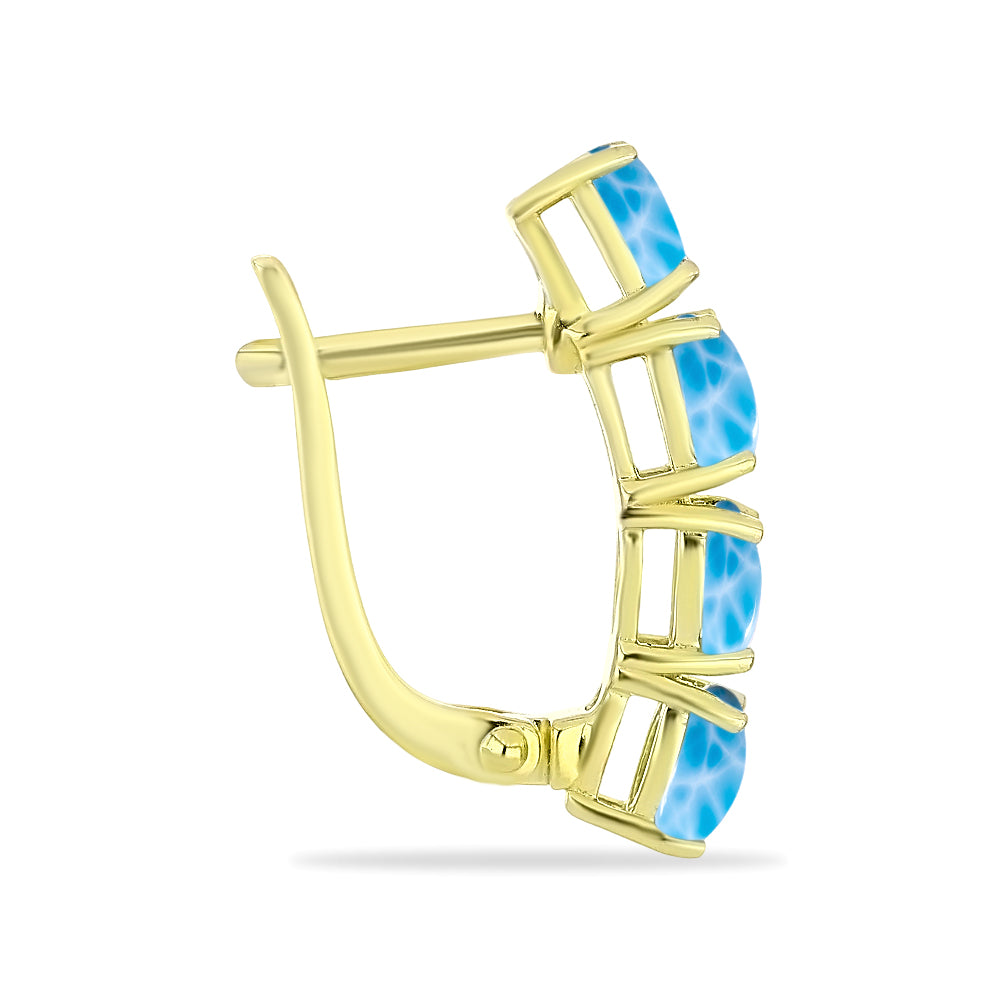 Goldplattierte Silberohrringe mit Larimar 2 