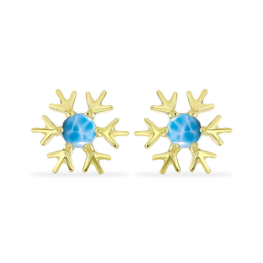Goldplattierte Silberohrringe mit Larimar