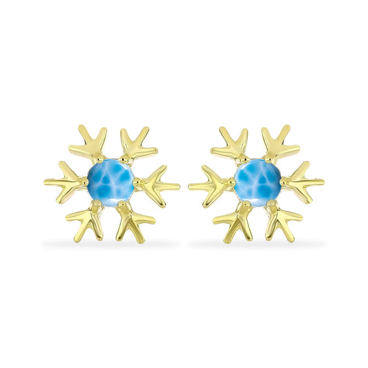 Goldplattierte Silberohrringe mit Larimar