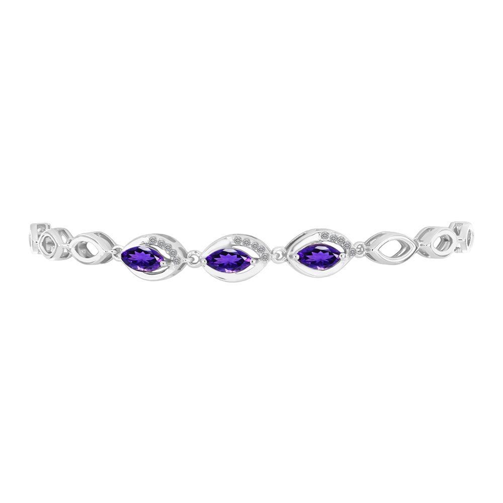 Silberarmband mit marokkanischem Amethyst und weißem Topas