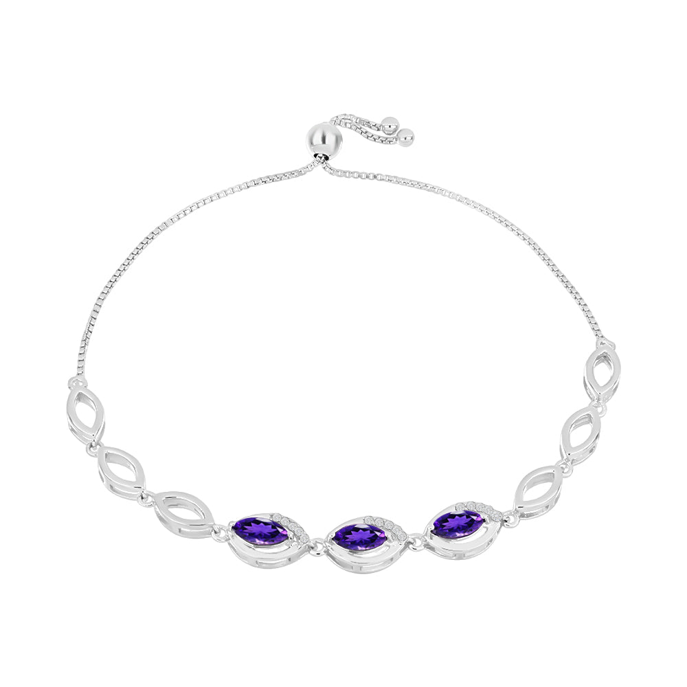 Silberarmband mit marokkanischem Amethyst und weißem Topas 1 