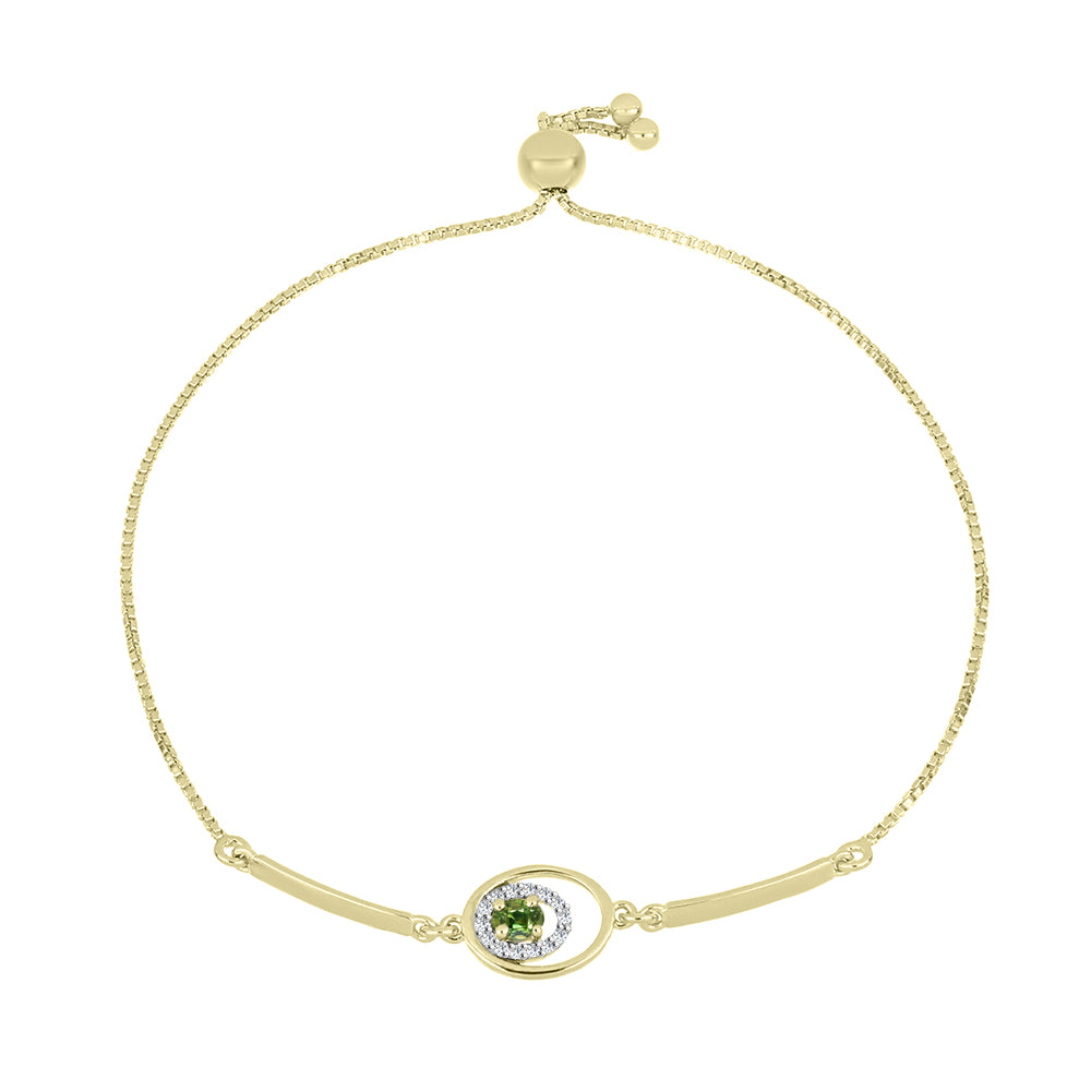 Goldplattiertes Silberarmband mit grünem Saphir und weißem Topas