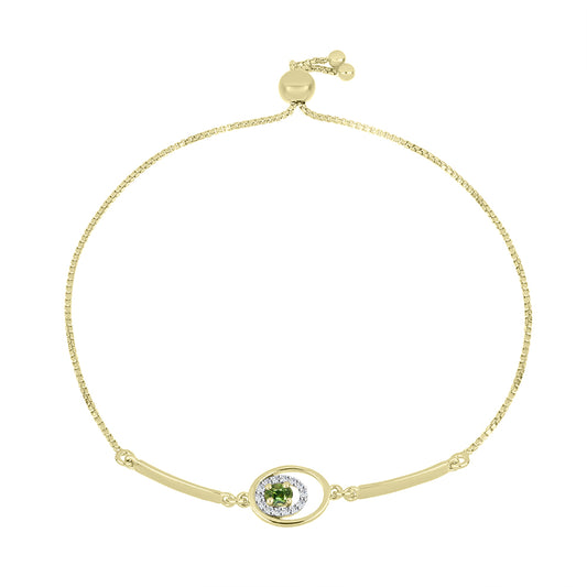 Goldplattiertes Silberarmband mit grünem Saphir und weißem Topas