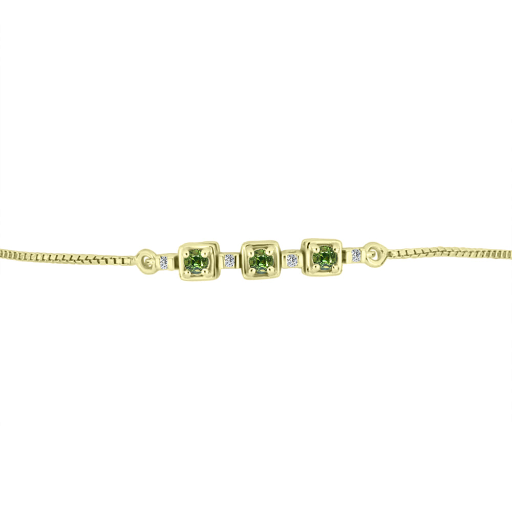 Goldplattiertes Silberarmband mit grünem Saphir und weißem Topas 2 