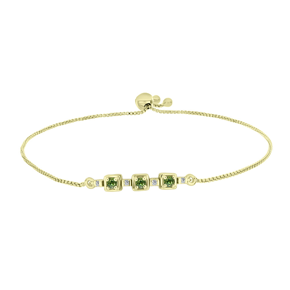 Goldplattiertes Silberarmband mit grünem Saphir und weißem Topas 1 