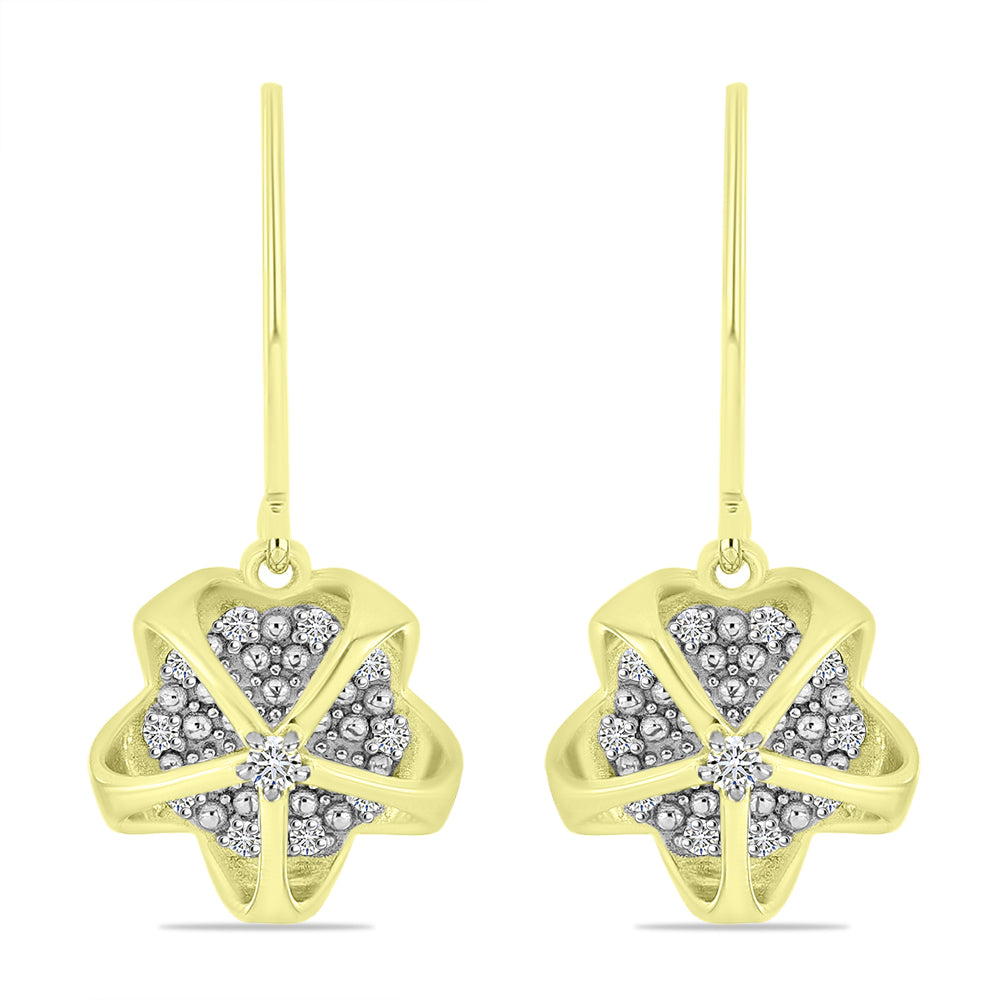Goldplattierte Silberohrringe mit weißem Diamant