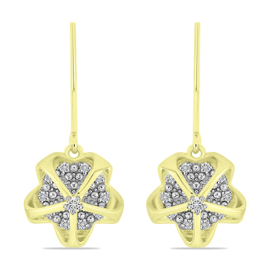 Goldplattierte Silberohrringe mit weißem Diamant