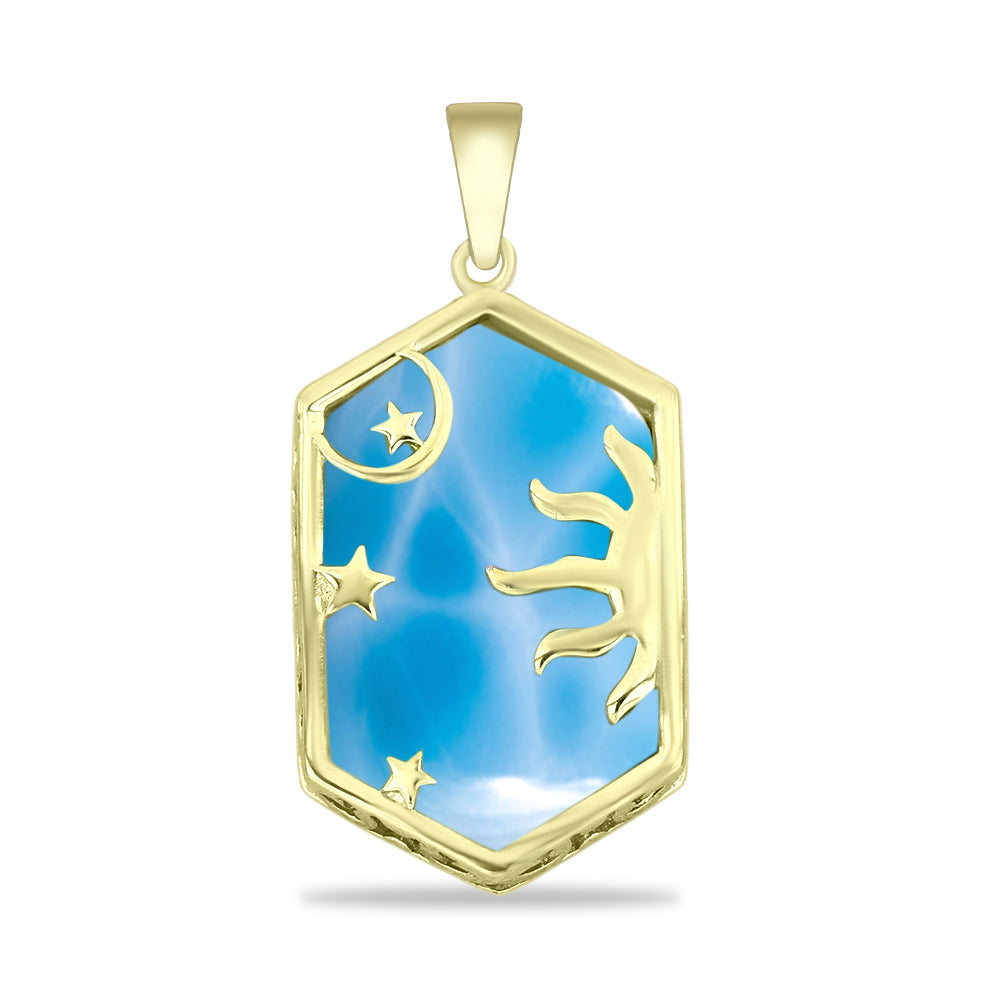 Goldplattierter Silberanhänger mit Larimar 1 