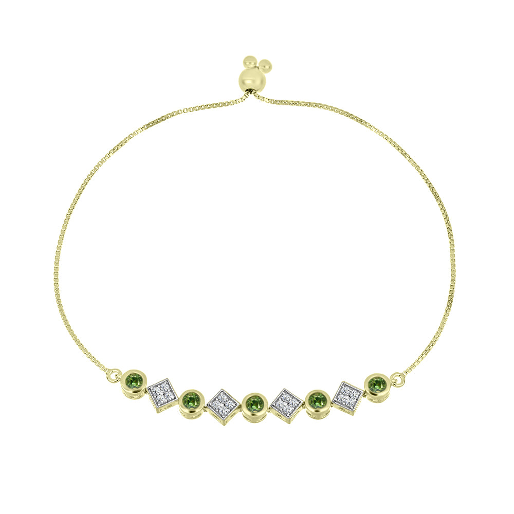 Goldplattiertes Silberarmband mit grünem Saphir und weißem Topas 1 