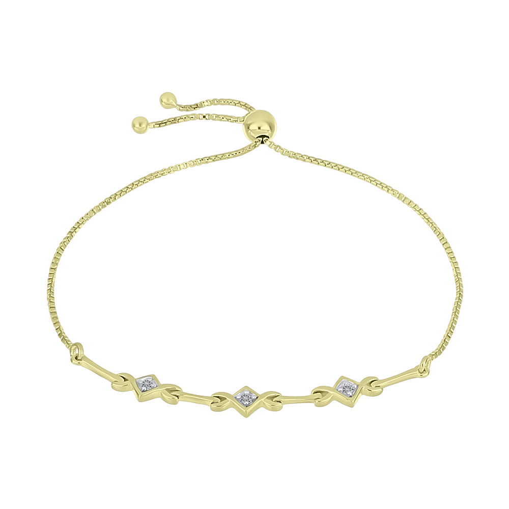Goldplattiertes Silberarmband mit weißem Diamant 1 