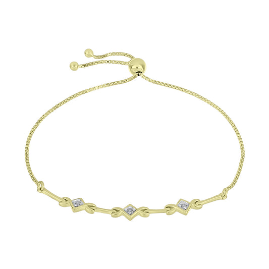 Goldplattiertes Silberarmband mit weißem Diamant