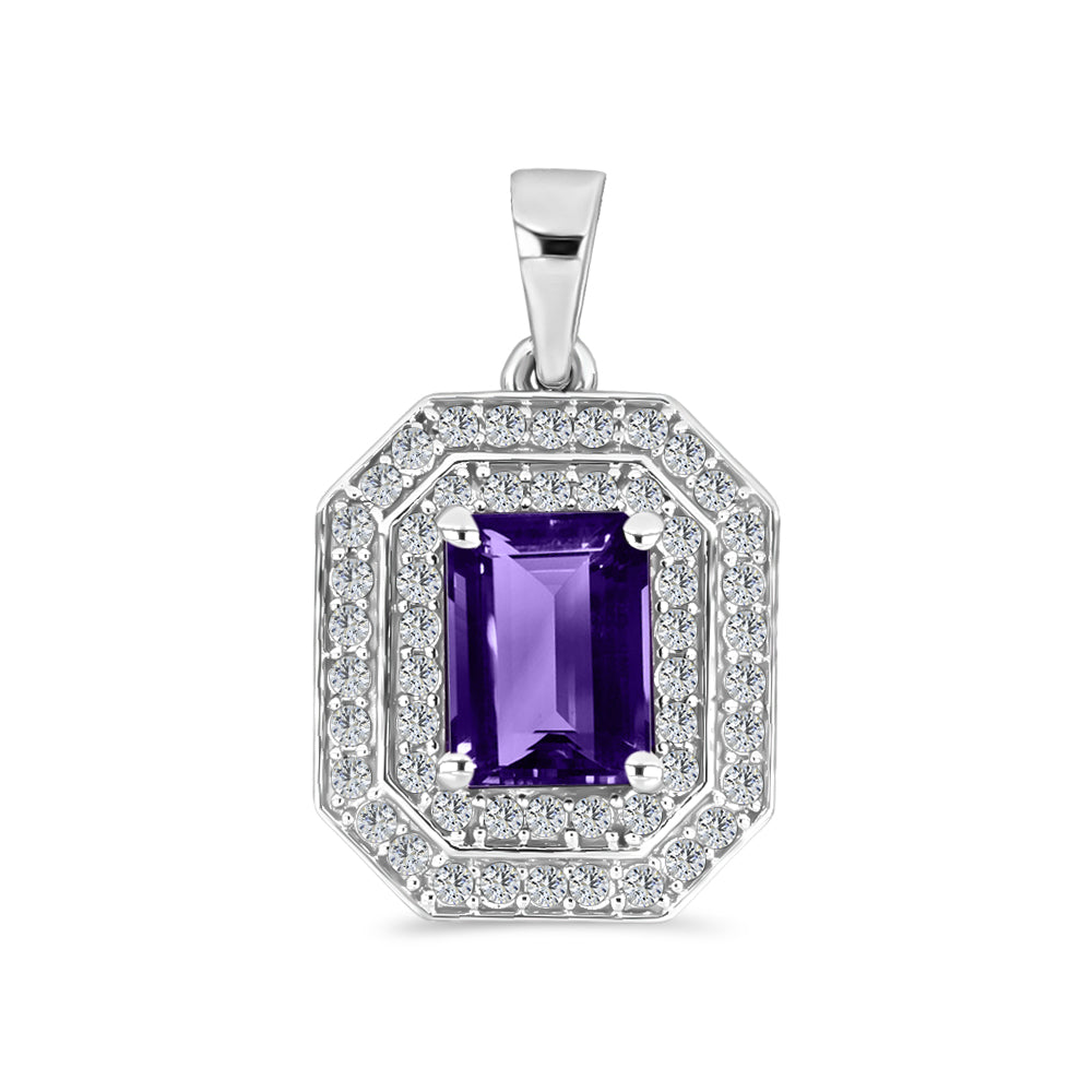 Silberanhänger mit marokkanischem Amethyst und weißem Topas
