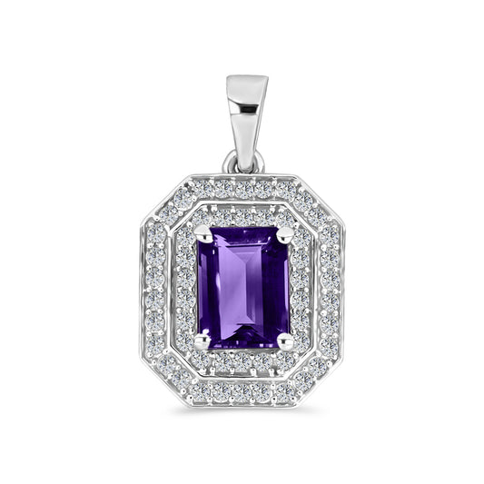 Silberanhänger mit marokkanischem Amethyst und weißem Topas