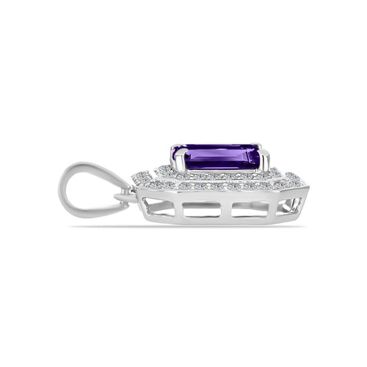 Silberanhänger mit marokkanischem Amethyst und weißem Topas