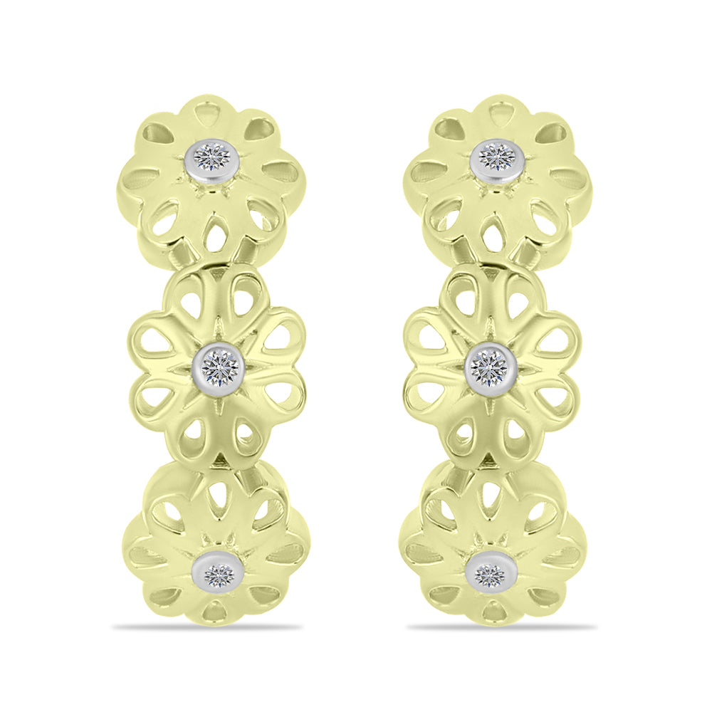 Goldplattierte Silberohrringe mit weißem Diamant 1 